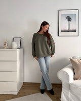 Sweater mit Patch Olive