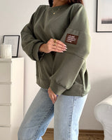 Sweater mit Patch Olive