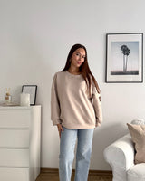 Sweater mit Patch Beige