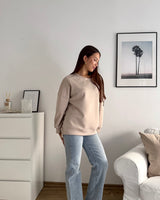 Sweater mit Patch Beige