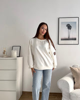 Sweater mit Patch Weiß