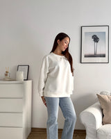 Sweater mit Patch Weiß