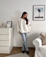 Sweater mit Patch Weiß