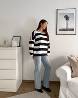 Sweater mit Patch und Streifen Schwarz/Weiß