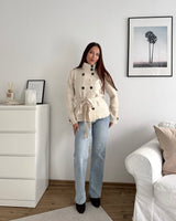 Strick Trenchcoat Beige