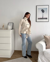 Strick Trenchcoat Beige