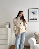 Strick Trenchcoat Beige