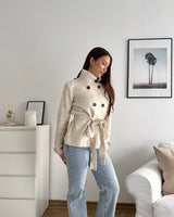 Strick Trenchcoat Beige