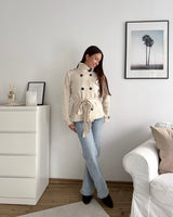 Strick Trenchcoat Beige