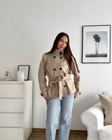 Strick Trenchcoat Taupe