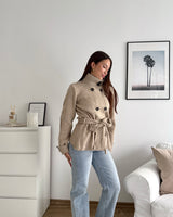 Strick Trenchcoat Taupe