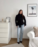 Strick Trenchcoat Schwarz