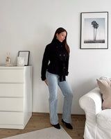 Strick Trenchcoat Schwarz