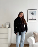 Strick Trenchcoat Schwarz