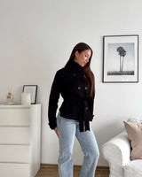 Strick Trenchcoat Schwarz