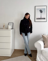 Strick Trenchcoat Schwarz