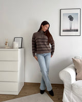 Halfzip mit Streifen Braun/Dunkelbraun