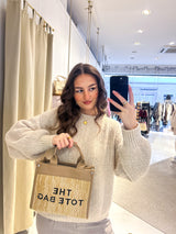 Kleine Tote Bag aus Bast Taupe