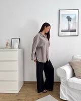 Leinenhemd Taupe