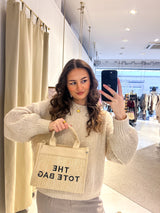 Kleine Tote Bag aus Bast Beige