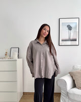 Leinenhemd Taupe