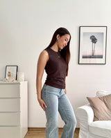 Feines Rib Top Braun