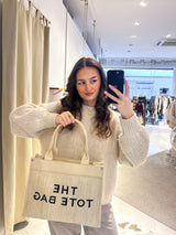 Tote Bag aus Bast Beige