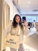 Tote Bag aus Bast Beige