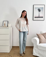 Longsleeve Mesh Dots Weiß/Schwarz