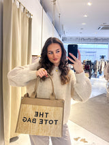 Tote Bag aus Bast Taupe