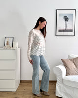 Longsleeve Mesh Dots Weiß/Schwarz