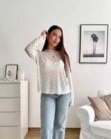 Longsleeve Mesh Dots Weiß/Schwarz