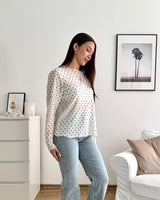 Longsleeve Mesh Dots Weiß/Schwarz