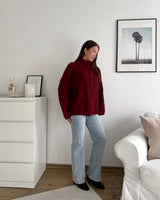 Oversized Zipper Weinrot