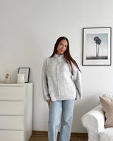Oversized Zipper Hellgrau