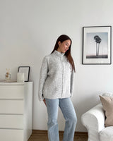 Oversized Zipper Hellgrau