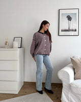 Cardigan mit Streifen Weinrot/Rosa