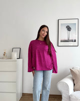 Longsleeve mit Streifen Beere/Pink