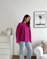 Longsleeve mit Streifen Beere/Pink