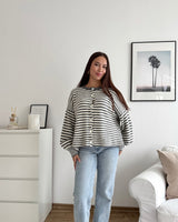 Cardigan mit Streifen Grau/Weiß