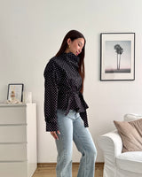 Kurzer Dünner Trenchcoat Dots Schwarz