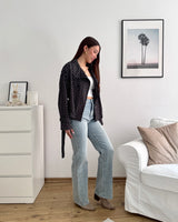 Kurzer Dünner Trenchcoat Dots Schwarz