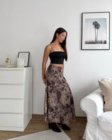 Maxi Mesh Rock mit Leomuster Beige
