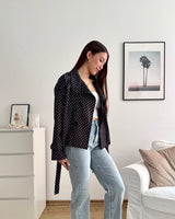 Kurzer Dünner Trenchcoat Dots Schwarz