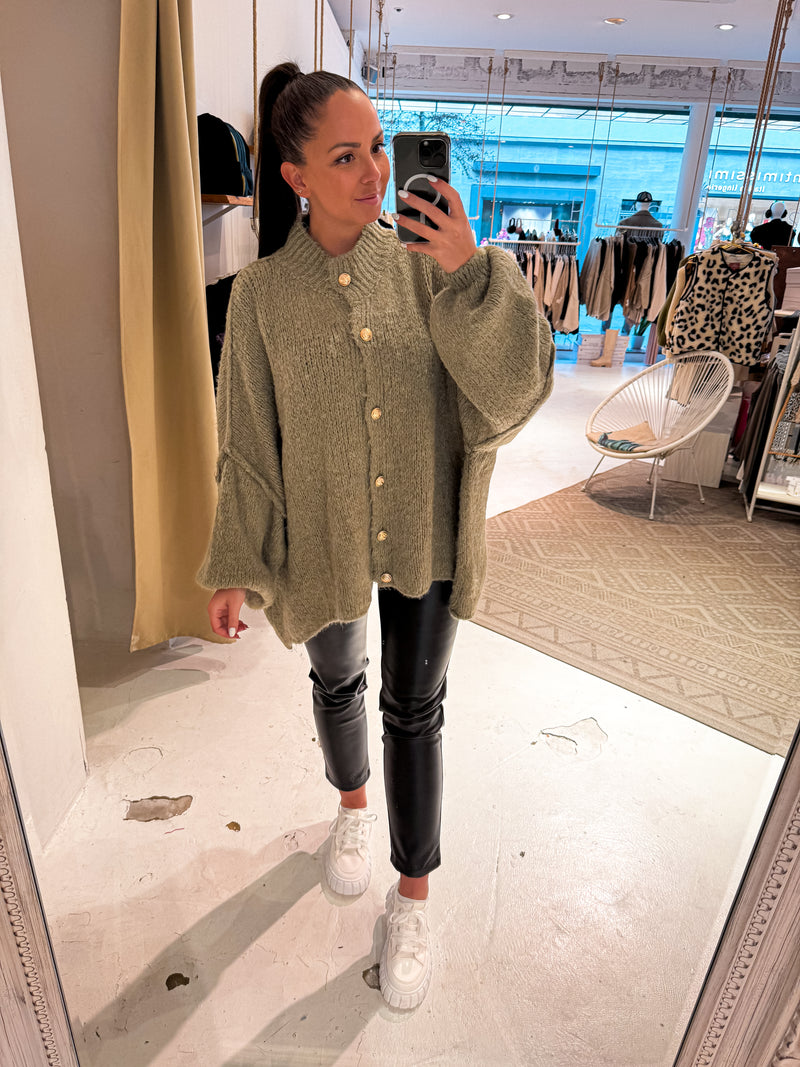 Oversized Strickjacke Olive