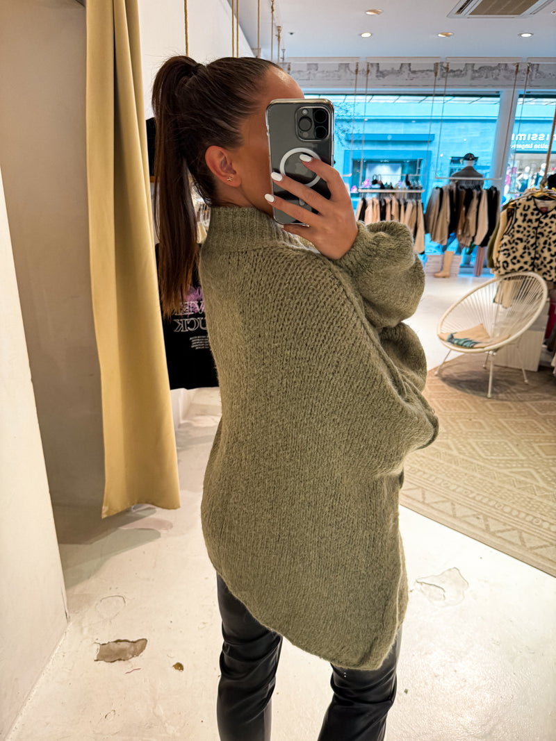 Oversized Strickjacke Olive