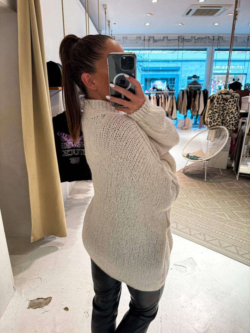 Oversized Strickjacke Beige