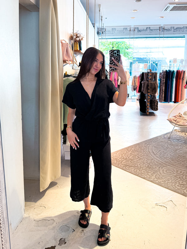 Jumpsuit mit Gürtel Schwarz