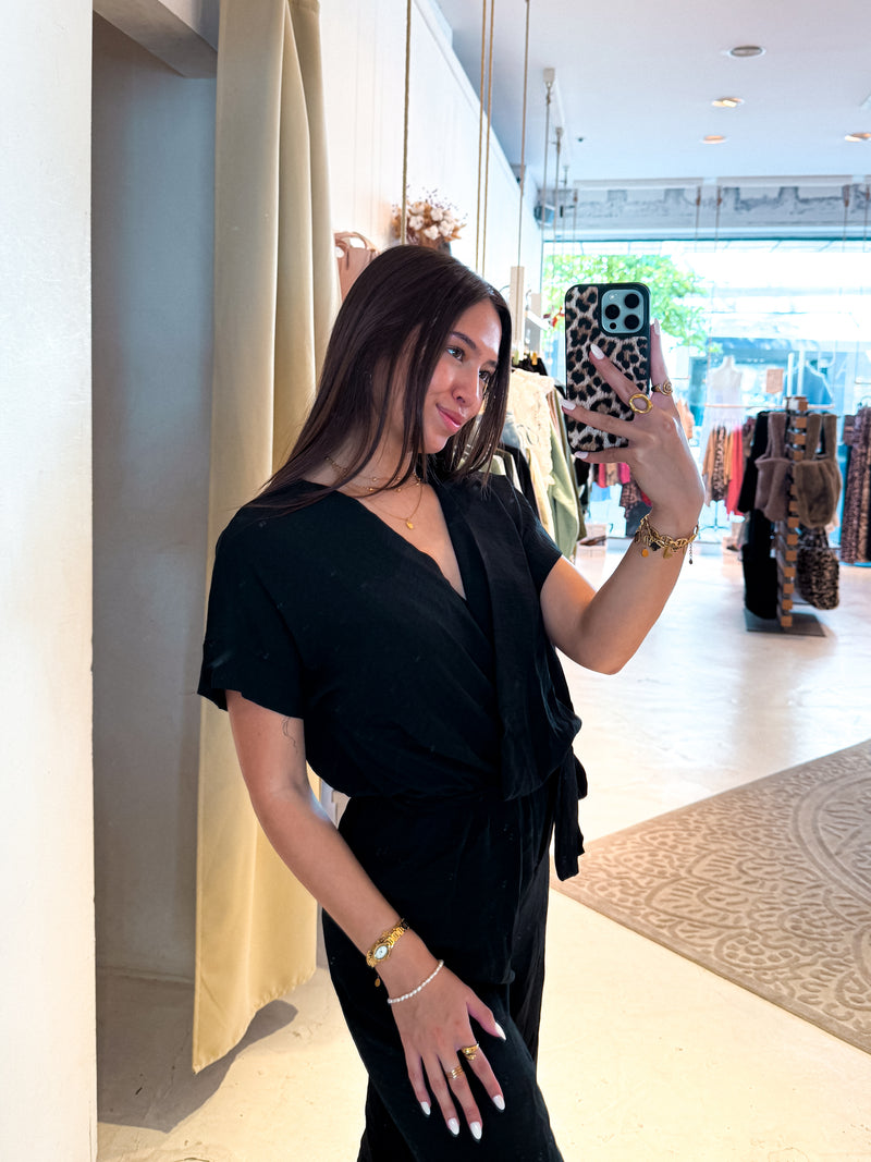 Jumpsuit mit Gürtel Schwarz