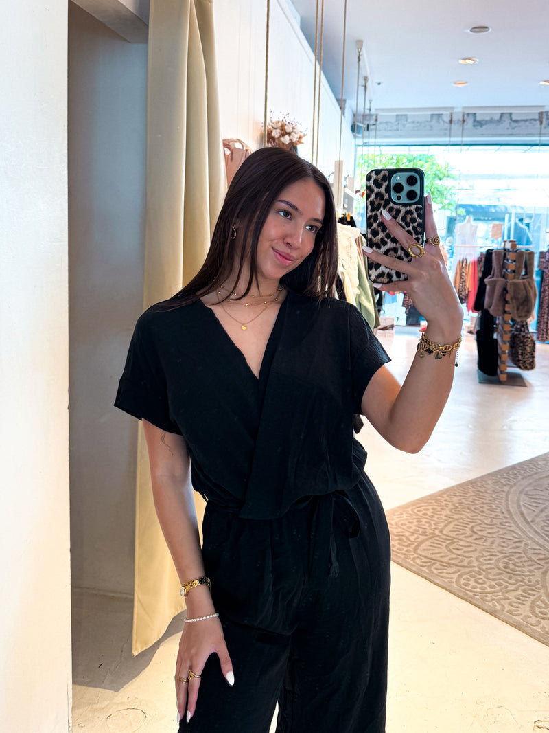 Jumpsuit mit Gürtel Schwarz